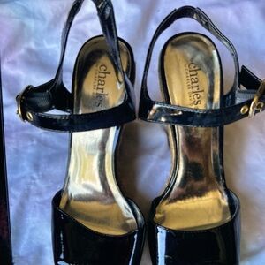 Charles by Charles David Black Patent Wedges
